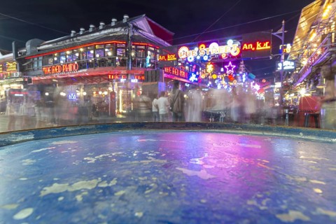 Neon lights, the legendary restaurant THE RED PIANO, Pub Street in the evening, entertainment