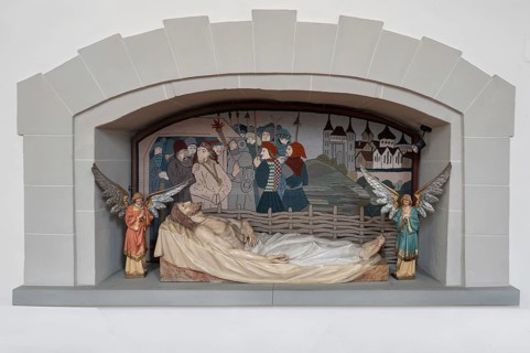 Jesus on his deathbed, scene in the parish church of St Martin, Sipplingen, Baden-Württemberg,
