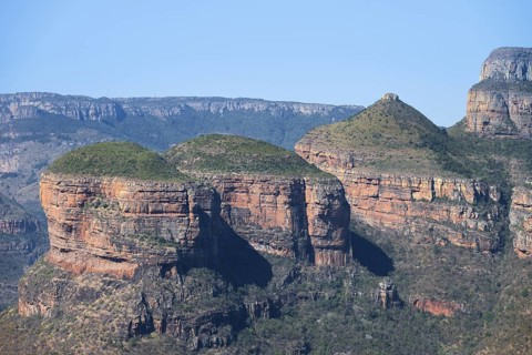 Blyde River Canyon with Three Rondawels peak, Table Mountains, Canyon landscape, Panorama Route,