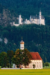 Pilgrimage church of St Coloman, Baroque, Neuschwanstein Castle by King Ludwig II, fairytale castle