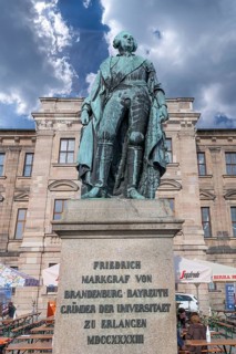 Sculpture of Friedrich Margrave of Brandenburg, founder of Erlangen University, Schlossplatz,