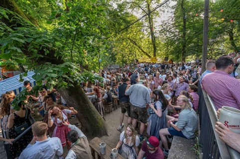 Party mile at the Erlangen Bergkirchweih, traditional twelve-day folk festival, Erlangen, Middle