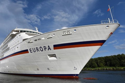 MS EUROPA, cruise ship EUROPA sailing in the Kiel Canal, NOK, Kiel Canal, Kielkanal,