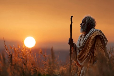 Bible legend of Abraham sacrificing his sun for god, AI generated