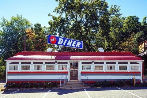 Original Diner Restaurant, decommissioned railway dining car, typical restaurant for North America,