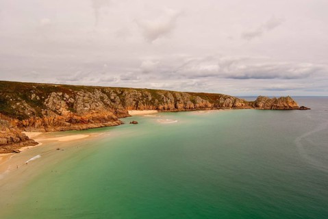 Minack Theatre, spectacular open-air theatre, view of the coast of southern England, Cornwall,