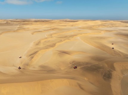 Quad bikes in the dunes of the Namib Desert in the vicinity of the coastal town of Swakopmund.