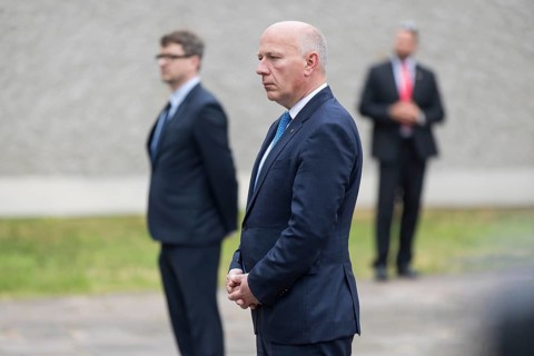 Kai Wegner (Governing Mayor of Berlin) during a visit to the Plötzensee Memorial by Petr Pavel