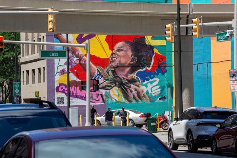 Detroit, Michigan - A mural iin downtown Detroit