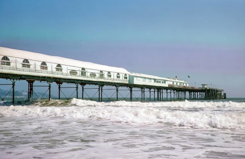 Paignton Pier in 1970s before renovation, Paignton, Devon, England, UK