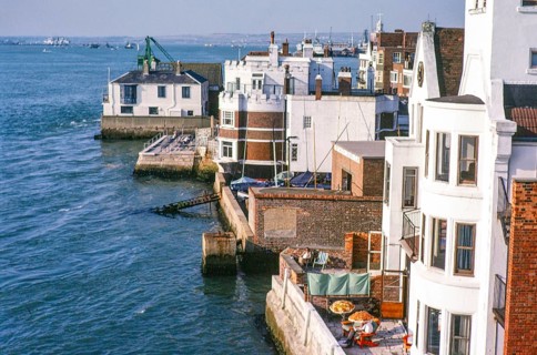 Historic coastal buildings, Old Portsmouth, Portsmouth, Hampshire, England, UK