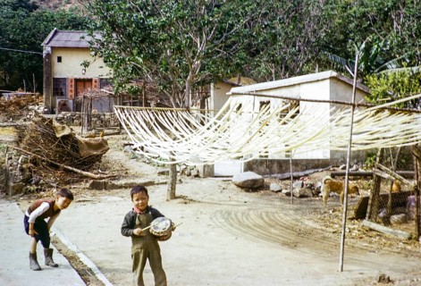 Noodles drying in sun, Tai Tei Tong village, Silver Mine Bay Mui Wo, Lantua Island, New