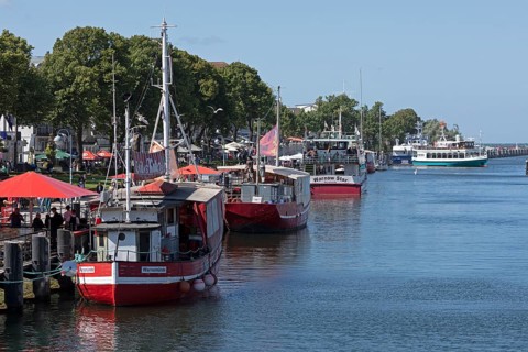 Boats, Der alte Strom, Warnemünde, Rostock, Mecklenburg-Vorpommern, Germany