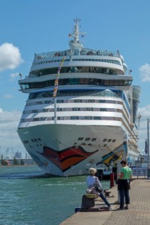 Cruise ship AIDA mar moored at the quay wall, Warnow, Warnemünde, Rostock, Mecklenburg-Vorpommern,