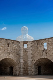 Sculpture made of letters, Le Nomade, artist Jaume Plensa, Antibes, Provence Alpes Côte d'Azur,