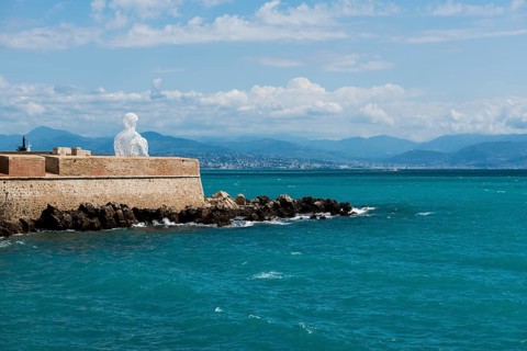 Sculpture made of letters, Le Nomade, artist Jaume Plensa, Antibes, Provence Alpes Côte d'Azur,