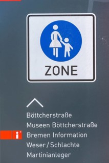 Info sign for various sights, Böttcherstrasse, cultural monuments in the historic city centre,