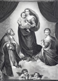 The Sistine Madonna, steel engraving after the painting by Raphael Sanzo, historical, digitally