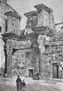 Ruin of the Temple of Minerva in Rome around 1800, Italy, Historical, digitally restored