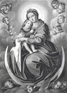 Madonna with the Infant Jesus, steel engraving after a painting by Giovanni Battista Salvi, called
