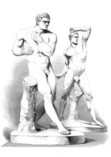 The boxers represent Creugas and Damoxenus, two athletes who fought at the Nenaean Games and, after