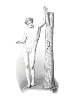 Apollon Sauroktonos, an ancient bronze statue by the artist Praxiteles, created in the middle of