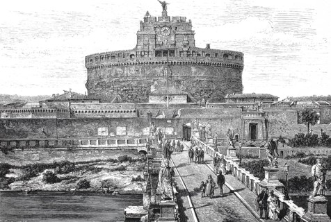 The Castel Sant Angelo, Castell Sant Angelo, in 1800, Rome, Italy, Historical, digitally restored