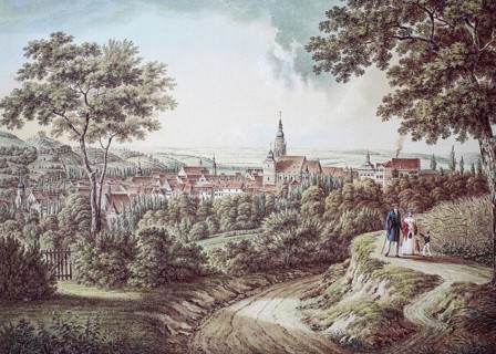 View of the town from the south, 1823, Coburg, Upper Franconia, Bavaria, Germany, Historical,