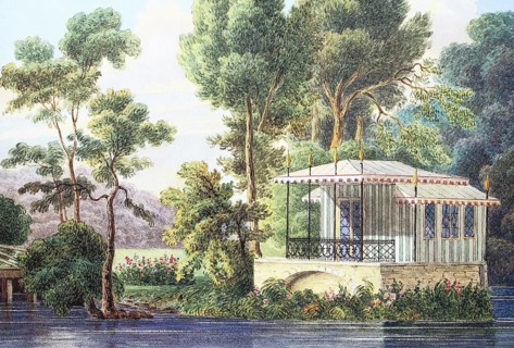 Bathhouse of Rosenau Castle, 1845, Coburg, Upper Franconia, Bavaria, Germany, Historical, digitally