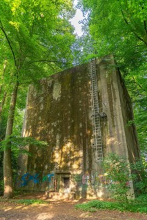Mossy air-raid shelter on the eastern edge of the Bürgerpark on Parkallee, built during the Nazi