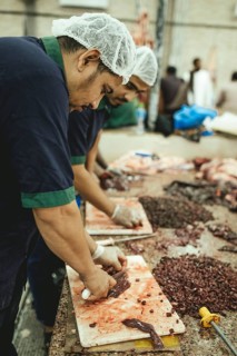Market hall, section of camel butchers, Salalah, Dhofar, Oman