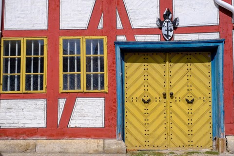 Half-timbered houses at the Kornmarkt, Wolfenbüttel, Lower Saxony, Germany