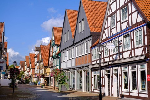 Half-timbered houses in the old town centre, Celle, Lüneburg Heath, Lower Saxony, Germany