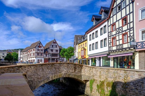 Erft in the old town centre, Bad Münstereifel, Eifel, Euskirchen district, North Rhine-Westphalia,