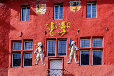 Facade of the old town hall, Bad Münstereifel, Eifel, Euskirchen district, North Rhine-Westphalia,