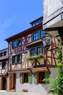 Half-timbered houses, alleys, Metzgergasse, Aschaffenburg am Main, Lower Franconia, Franconia,