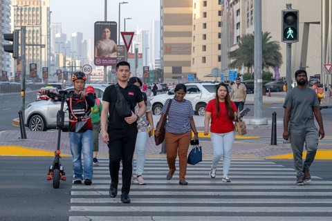 Pedestrian traffic light green, Abu Dhabi, United Arab Emirates