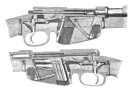 Weapons technology, magazine rifle from Austria in detail, around 1870, historical, digitally