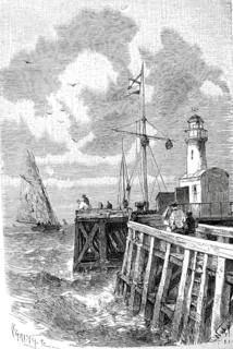 Lighthouse and harbour of Calais, 1870, Hauts-de-France, France, Historical, digitally enhanced
