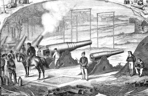 Artellerie shooting range, training ground, manoeuvring area in Tegel, Berlin, around 1870,