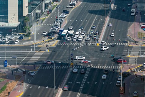 Road junction, Abu Dhabi, United Arab Emirates
