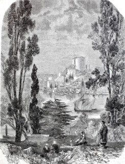 View over the Bosporus in 1880, Turkey, digitally enhanced reproduction from a 19th century