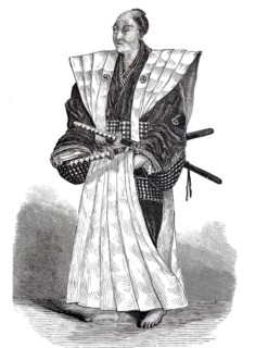 A distinguished Japanese man in traditional dress, in 1875, Japan, digitally enhanced reproduction