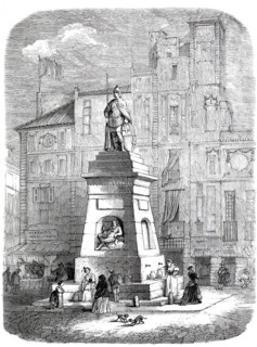 La Fuente del Viejo, the old man's fountain, around 1870, on the Rambla in Barcelona, Spain,