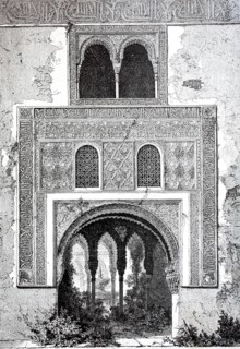The side gate of the Alhambra in Granada in 1885, Spain, digitally enhanced reproduction from a