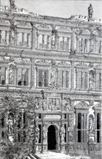 Detail of the façade of the Otto Heinrich House in Heidelberg, 1880, Germany, digitally enhanced