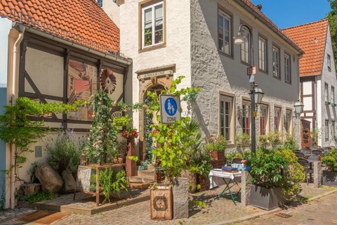 Renovated Schnoor district with small shops, galleries, restaurants, cafés and residential