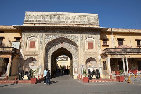 City gate in the old town, Jaipur, Rajasthan, India