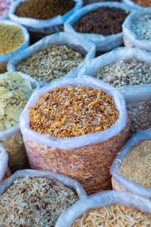 Nuts and fried chickpea noodles in the old city centre, Jaipur, Rajasthan, India