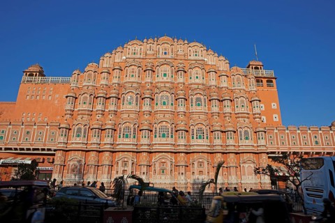 Hawa Mahal or Palace of the Winds in the old city centre, Jaipur, Rajasthan, India